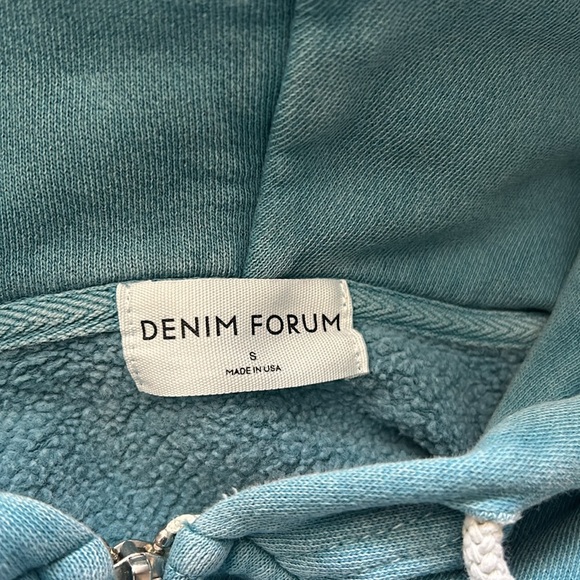 Aritzia Denim Forum The Debbie Hooded Blue Zip Up Sweatshirt - Picture 3 of 3